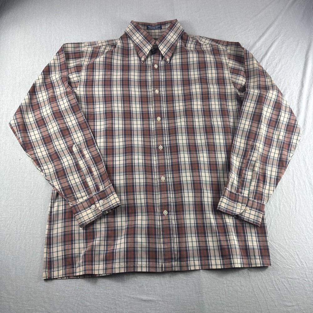 Allyn St George Shirt Men XL Plaid Long Sleeve Single Needle Tailoring Button Up